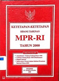 Image of Ketetapan-Ketetapan Sidang Tahun MPR-RI Tahun 2000